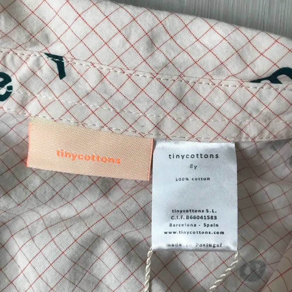 TINYCOTTONS KIDS PINK CHECK SHIRT SNAP BUTTON 8Y